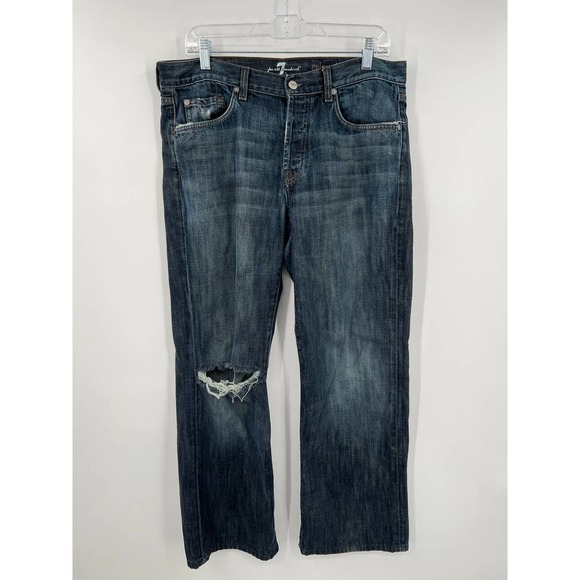 7 For All Mankind Other - 7 for all mankind men's distressed relaxed fit straight jeans size 34